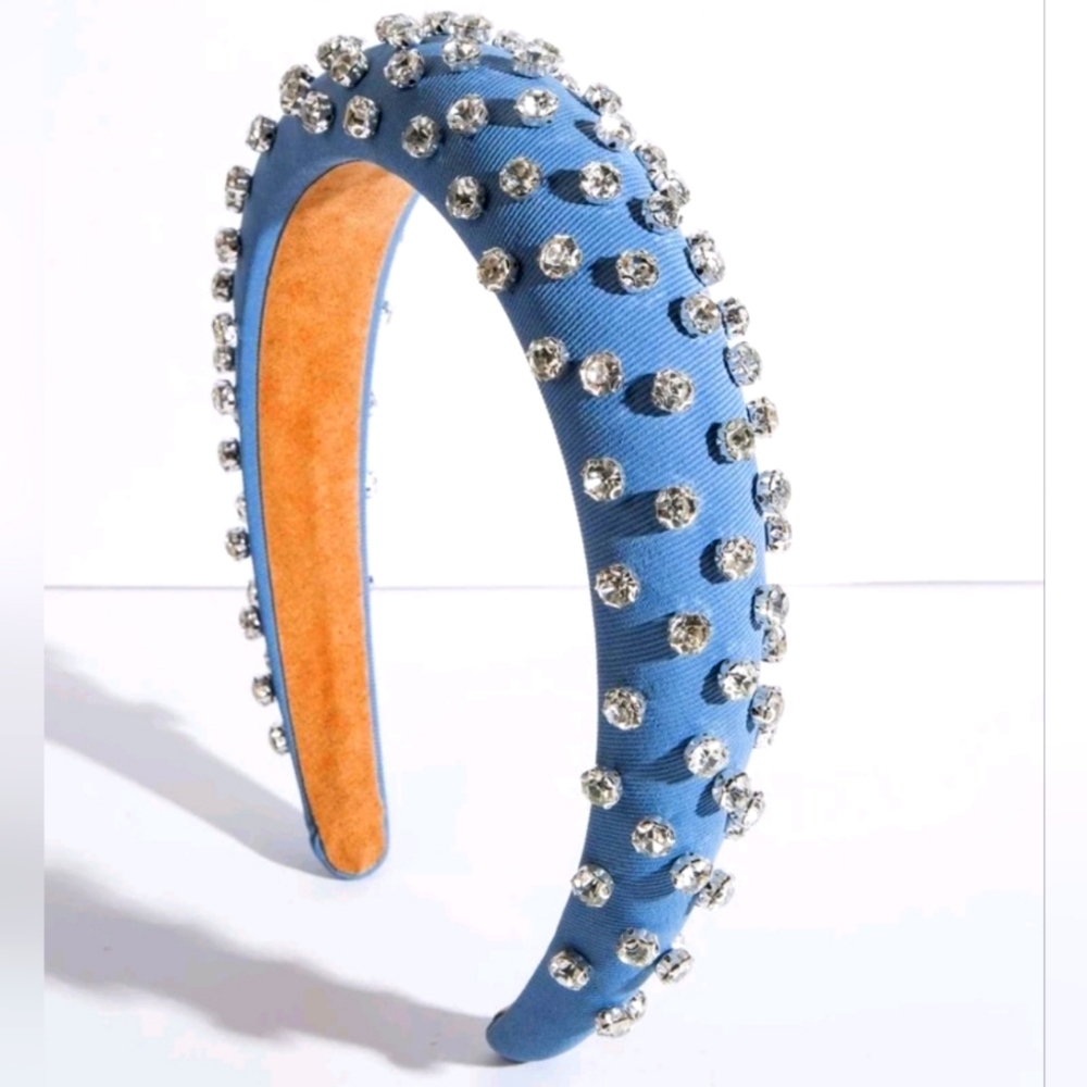 Blue headband with silver stones